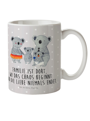 Mr. & Mrs. Panda Kindertasse Koala Familie mit Spruch in Grau Pastell