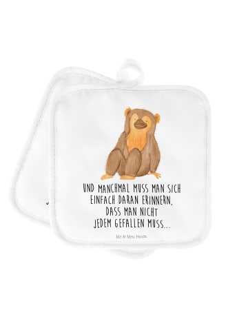 Mr. & Mrs. Panda Topflappen Affe mit Spruch in Weiß
