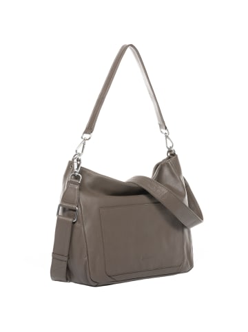 BACCINI Leder-Schultertasche echt Leder Hobo Beutel Schultertasche groß taupe in grau