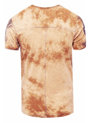 Rusty Neal Color Tie Dye Batik T-Shirt mit Logo-Print in Camel