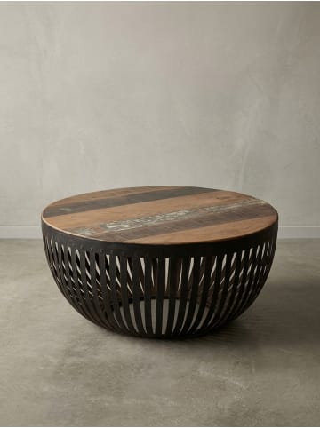 KADIMA DESIGN Couchtisch Industrial-Design, Recyceltes Mangoholz, Braun, 70x33x70 cm