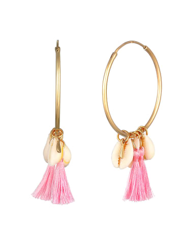 Elli Ohrringe 925 Sterling Silber Muschel, Tassel in Gold