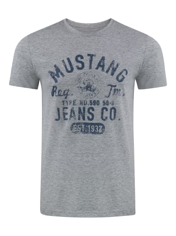 Mustang T-Shirt Basic Print Tee in Grau