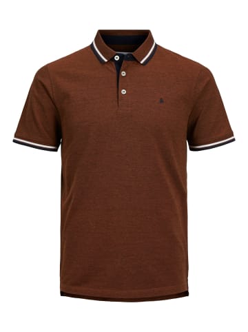 Jack & Jones + Fit Polo Shirt JJEPAULOS Sommer Hemd Pique in Mittelbraun