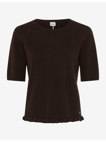 BRAX Pullover mit Rüschenabschluss in Brunette