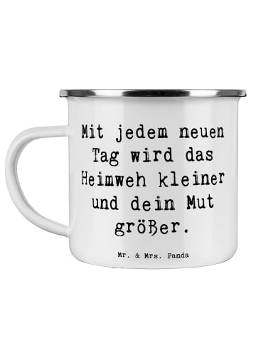 Mr. & Mrs. Panda Becher Spruch Heimweh überwinden Mut mit Spruch in Weiß