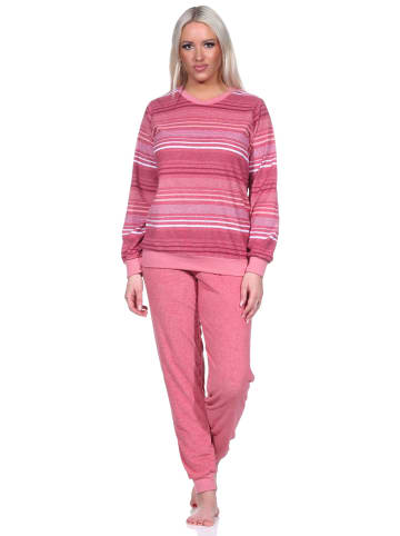 NORMANN Frottee Schlafanzug Bündchen  Streifendesign - 75868 in altrose