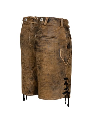 PAULGOS Lederhose Kurz Echtleder HK6 ANTIK in Whiskybraun