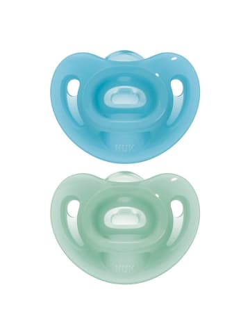 NUK Schnuller 2er Pack Sensitiv - Silikon 6-18 M - Blau in blau,gruen