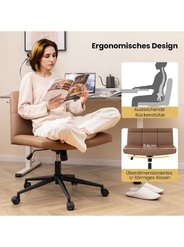 COSTWAY Bürostuhl höhenverstellbar drehbar in Braun