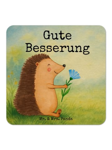 Mr. & Mrs. Panda Untersetzer Igel Blumen Design mit Spruch in Weiß