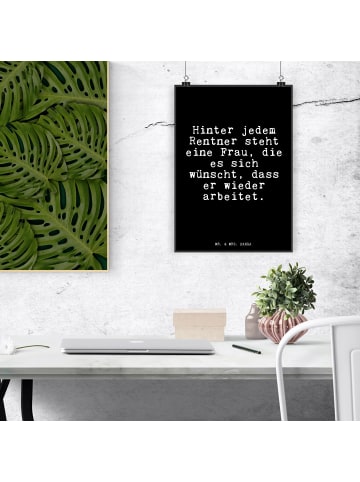 Mr. & Mrs. Panda Wandbild Hinter jedem Rentner steht... mit Spruch in Schwarz