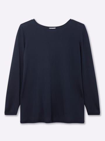 sheego Rundhalspullover in tiefblau