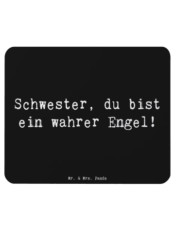 Mr. & Mrs. Panda Mauspad Spruch Schwester Engel mit Spruch in Schwarz