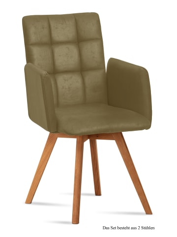 58 aufm Kessel ARMLEHNSTUHL (2er-Set) Dione 52x91x60 Eiche geölt/Olivgrün