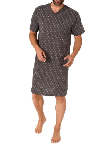 NORMANN Nachthemd kurzarm zeitlosem Alloverprint - 71249 in dunkelgrau