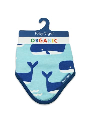 Toby Tiger Dreieckstuch mit Wal und Wellen Print in blau