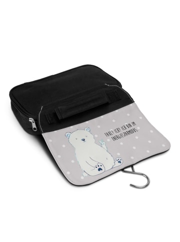 Mr. & Mrs. Panda Kosmetiktasche Eisbär Faul mit Spruch in Grau Pastell