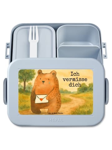 Mr. & Mrs. Panda Bento Box Bär Vermissen Design mit Spruch in Blau Pastell
