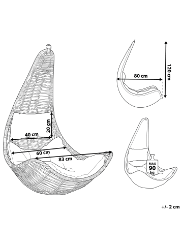 Beliani Hängesessel ATRI II in Braun/Beige - (W) 83 x (H) 120 x (L) 80 cm