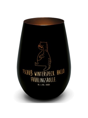 Mr. & Mrs. Panda Teelichthalter Otter Bauch mit Spruch in Schwarz