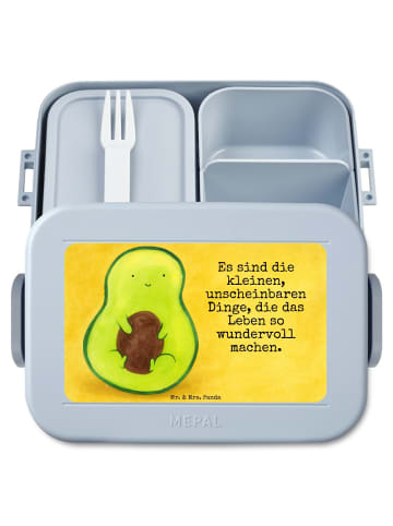 Mr. & Mrs. Panda Lunch Box Avocado Kern Design mit Spruch in Blau Pastell