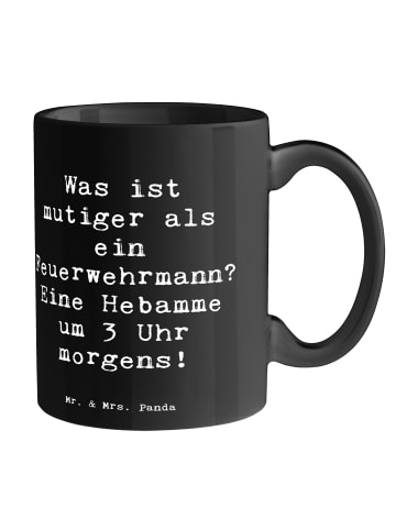 Mr. & Mrs. Panda Tasse Spruch Mutige Hebamme mit Spruch in Schwarz