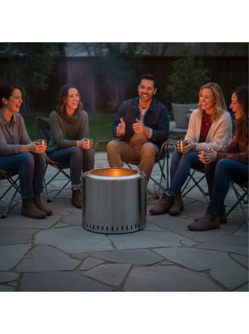 relaxdays Feuerschale "rauchfrei" in Silber - (H)40,5 x Ø 49 cm