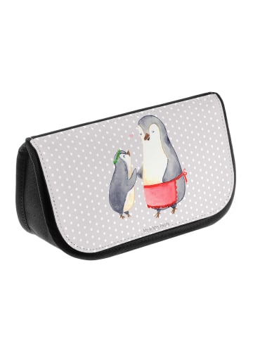 Mr. & Mrs. Panda Kosmetiktasche Pinguin mit Kind ohne Spruch in Grau Pastell