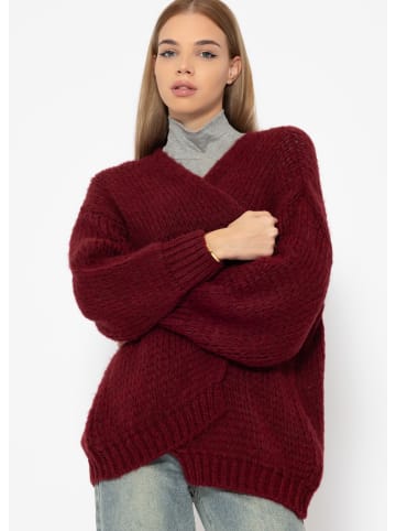 SASSYCLASSY Oversize Cardigan in Dunkelrot