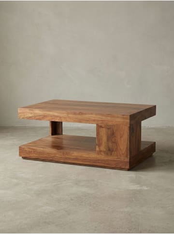 KADIMA DESIGN Couchtisch Massivholz 90x60x40 cm, Wohnzimmertisch braun,
