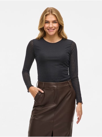 Vila Modisches Langarmshirt mit gepunktetem Muster und Rundhals in Schwarz