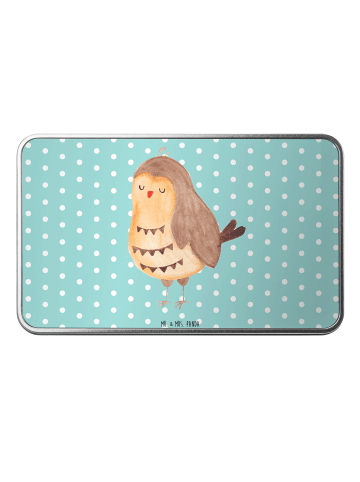 Mr. & Mrs. Panda Geschenkbox Eule Zufrieden ohne Spruch in Türkis Pastell