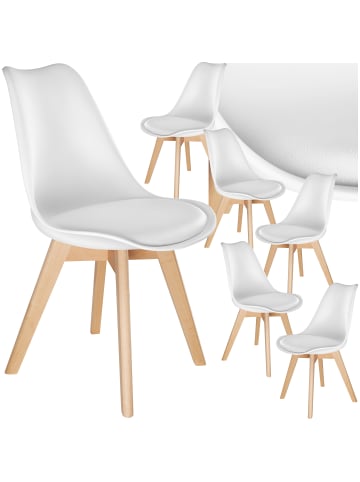 tectake Küchenstuhl Scandi-Design, gepolsterte Sitzfläche, 49 x 53 x 82 cm