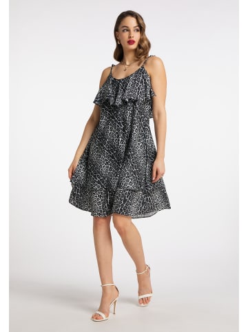 faina Damen Kleid Mit Leoprint in Grau Leo