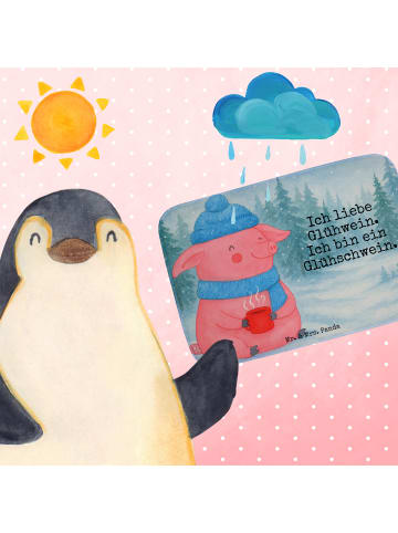 Mr. & Mrs. Panda Badteppich Schwein Glühwein Design mit Spruch in Weiß