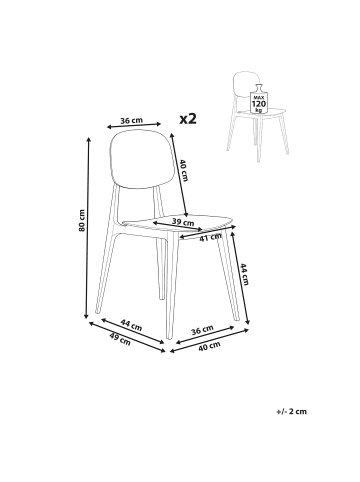 Beliani 2er-Set Gartenstuhl KATTAVIA in Violett