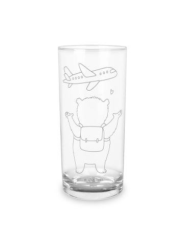 Mr. & Mrs. Panda Gravur Glas Bär Flugzeug ohne Spruch in Transparent