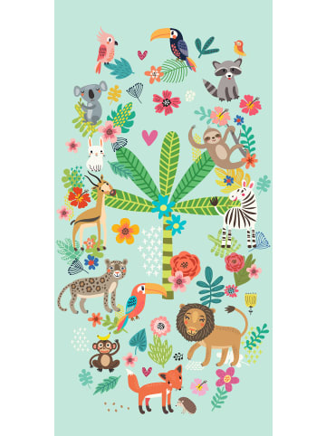 Good Morning Velours-Frottier Strandtuch Happy in multi