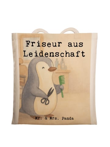 Mr. & Mrs. Panda Einkaufstüte Friseur Leidenschaft Design mit Sp... in Weiß
