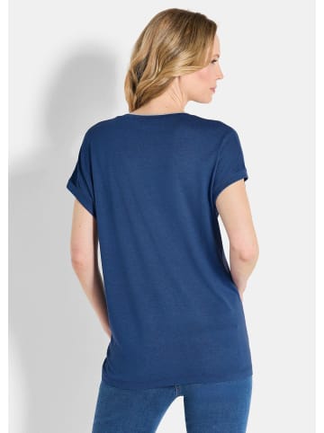 GOLDNER Elegantes Kurzarmoberteil mit Glanz in royalblau