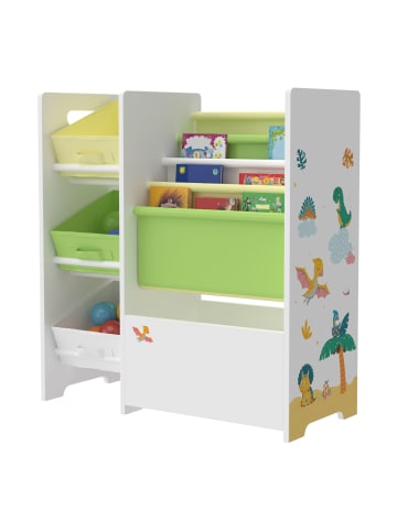 en.casa Kinderregal Vimianzo in Gelb Grün (H)60cm (B)65cm (T)30cm