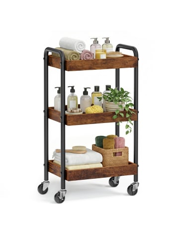 SONGMICS Servierwagen Colten in Braun - (B)41.3 x (H)73 x (T)27.5 cm
