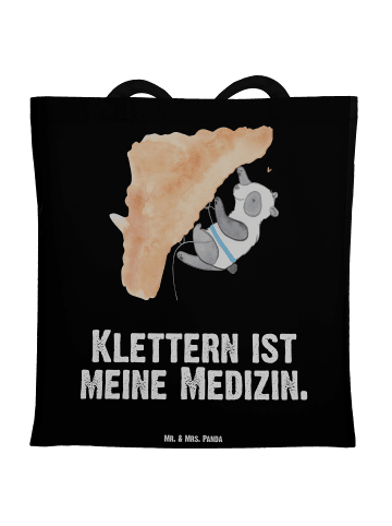 Mr. & Mrs. Panda Einkaufstasche Panda Klettern mit Spruch in Schwarz