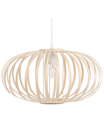 Beliani Pendelleuchten HAVEL in Heller Holzfarbton/Weiß - (W) 50 x (H) 120 x (L) 50 cm