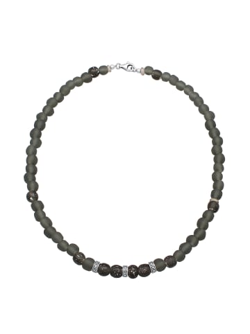 KUZZOI Halskette 925 Sterling Silber Kugel, Boho in Schwarz