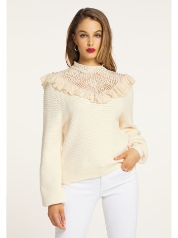 faina Damen Strickpullover in Wollweiss