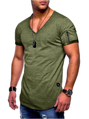 SOUL STAR T-Shirt - BHKNINW Basic Kurzarm Oversized Shirt V-Ausschnitt in Khaki-Wash