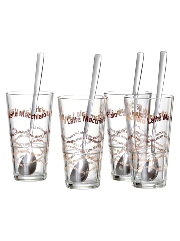 Ritzenhoff & Breker 4er Set Latte Macchiato Gläser + Löffel Sana 370 ml in transparent