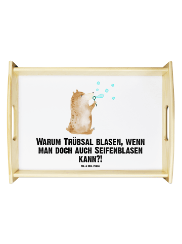 Mr. & Mrs. Panda Serviertablett Bär Seifenblasen mit Spruch in Weiß